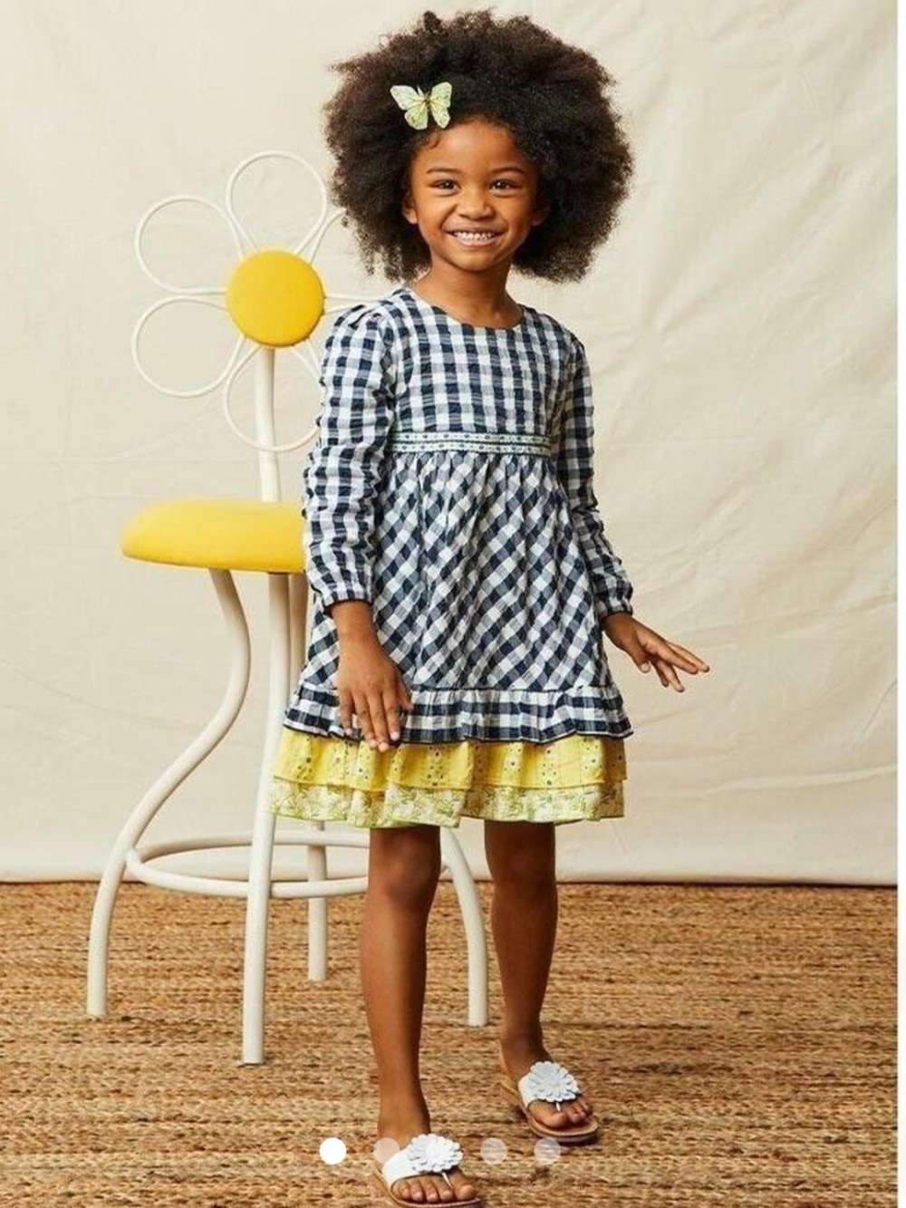 Matilda Jane Navy Gingham and Giggles Textured Dress Sz 8